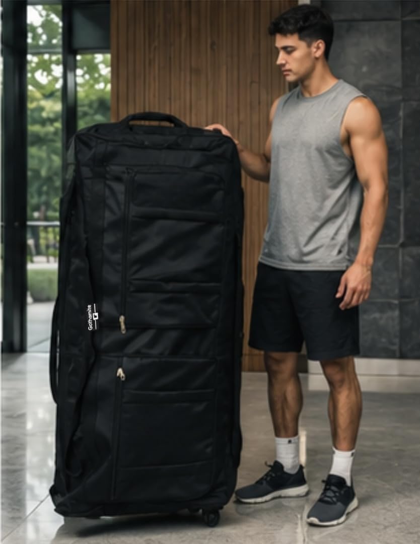 Gothamite 42-Inch Rolling Duffel Bag with Wheels – XL, Black