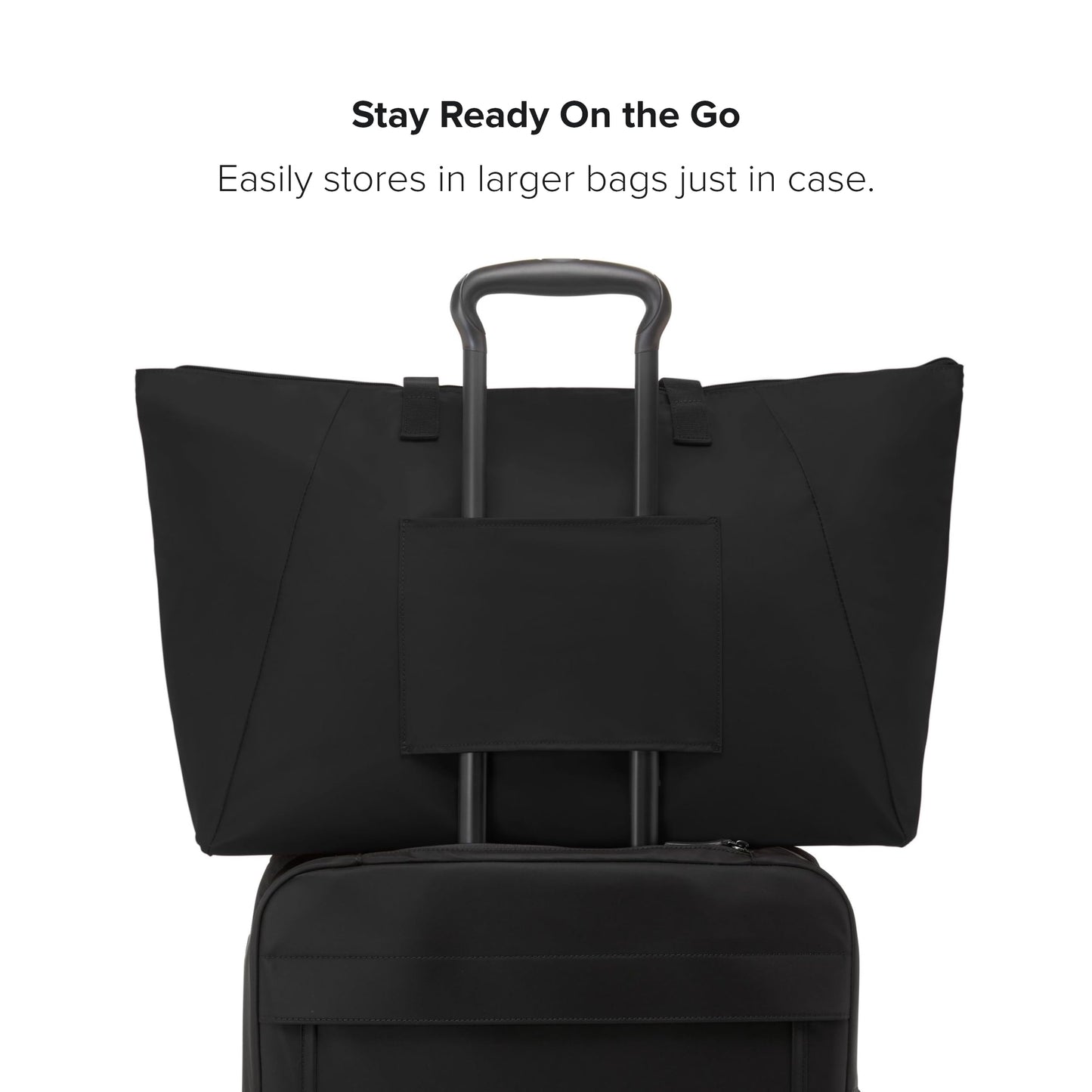 TUMI Just In Case Foldable Packable Travel Tote – Black/Gold