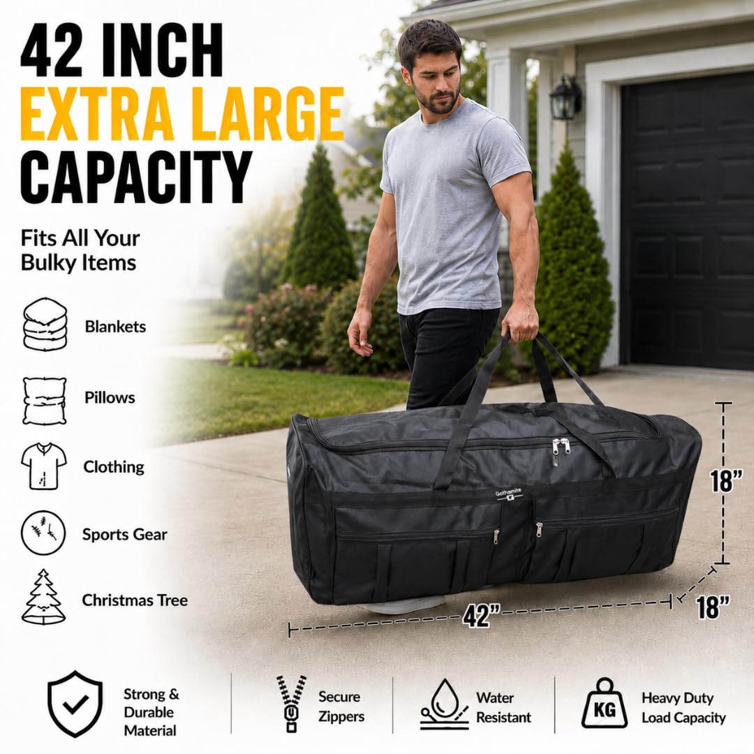 Gothamite 42-Inch Rolling Duffel Bag with Wheels – XL, Black