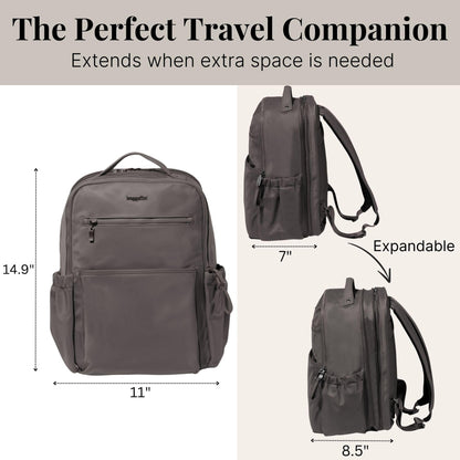 Baggallini Tribeca Expandable Laptop Backpack | RFID Travel Bag