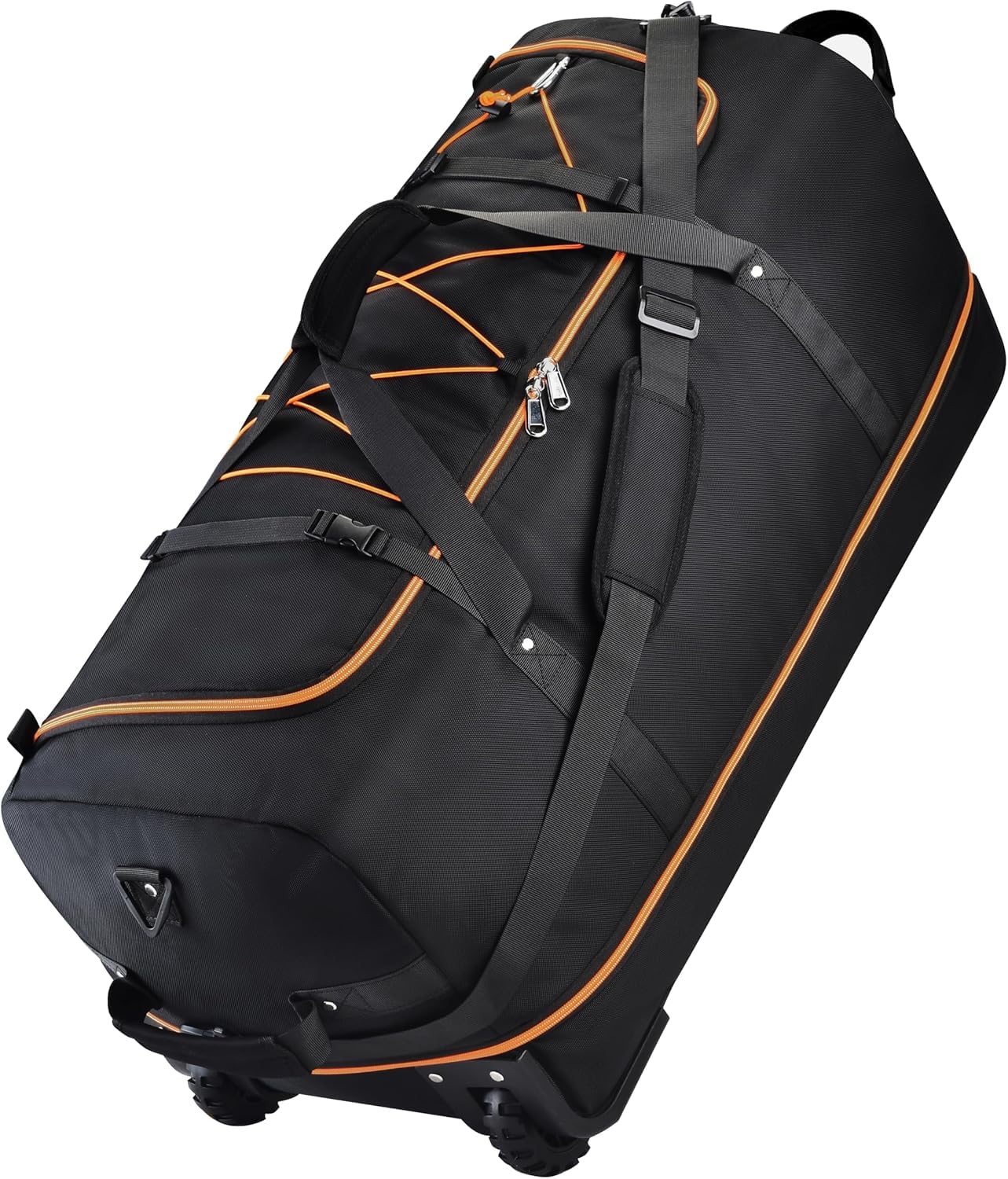 XWFB 110L/140L Expandable Rolling Duffel Bag – Black/Orange