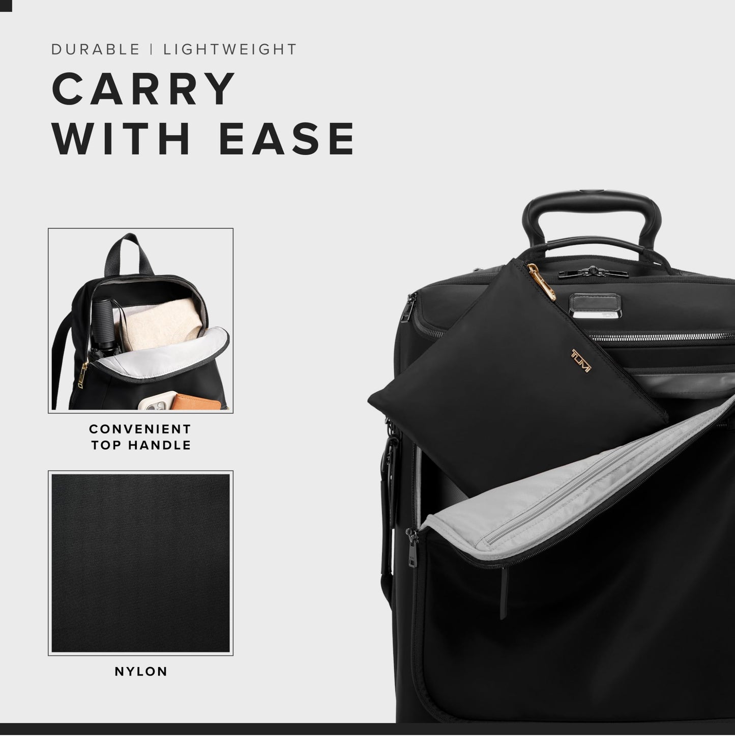 TUMI Just In Case Foldable Packable Backpack – Black/Gold