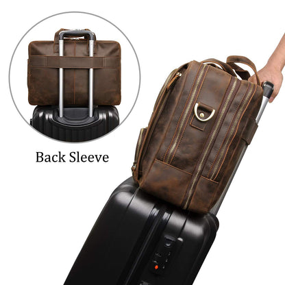 Augus Genuine Leather Briefcase Men | 15.6" Laptop Bag Coffee