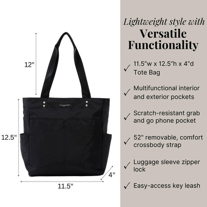 Baggallini Carryall Daily Tote | Lightweight Nylon Travel Bag