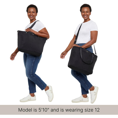 Baggallini Large Carryall Nylon Tote – Lightweight Travel Bag, Black