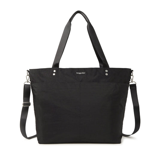 Baggallini Large Carryall Nylon Tote – Lightweight Travel Bag, Black