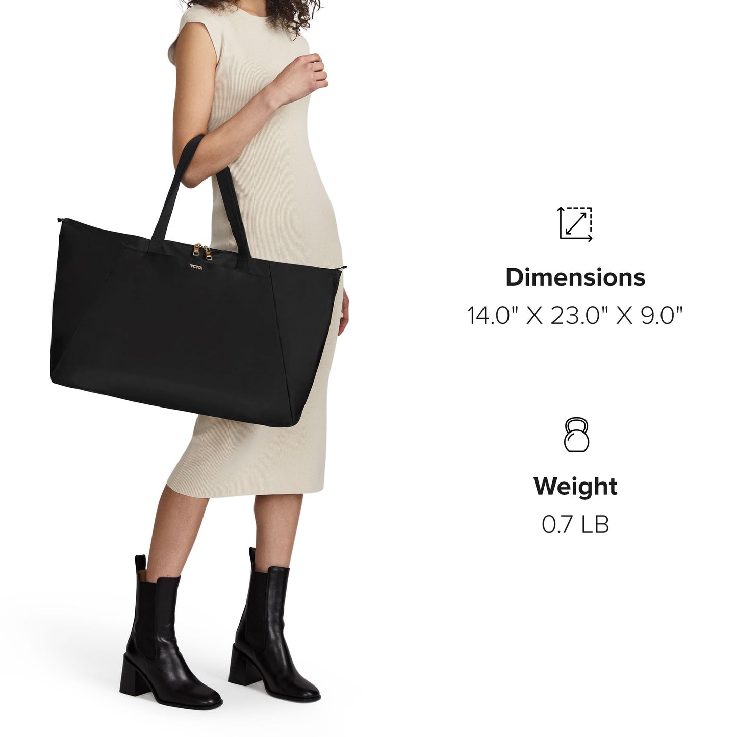 TUMI Just In Case Foldable Packable Travel Tote – Black/Gold