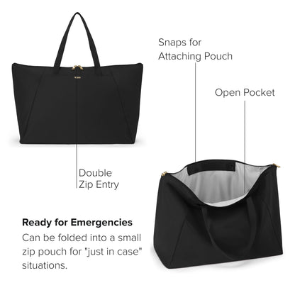 TUMI Just In Case Foldable Packable Travel Tote – Black/Gold