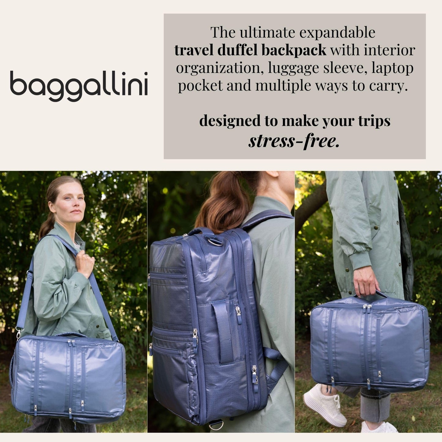 Baggallini Convertible Travel Backpack Duffel | Carry-On 30L