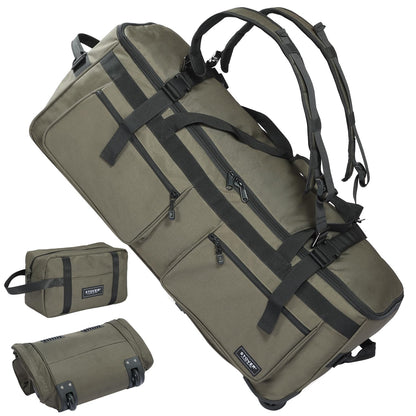STOVER 45/80/100L Rolling Duffel Bag with Wheels – Green